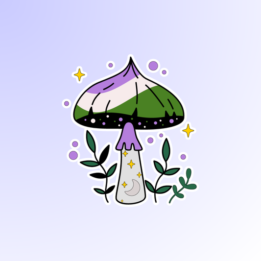 Genderqueer Moonlit Mushroom Sticker