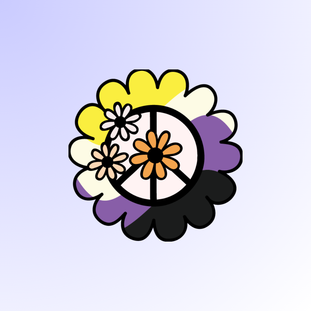 Nonbinary Retro Flower Sticker