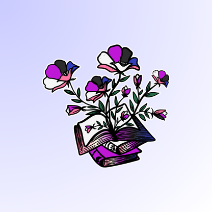 Floral Genderfluid Book Lover's Sticker