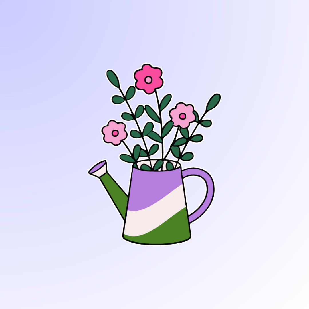 Genderqueer Blooming Vase Sticker