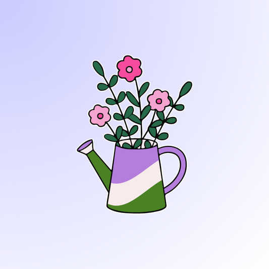 Genderqueer Blooming Vase Sticker