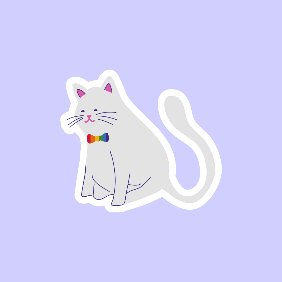 Queer Cat in Bowtie Sticker