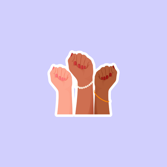 Girls Raising Hands to Fight for Their Rights Sticker