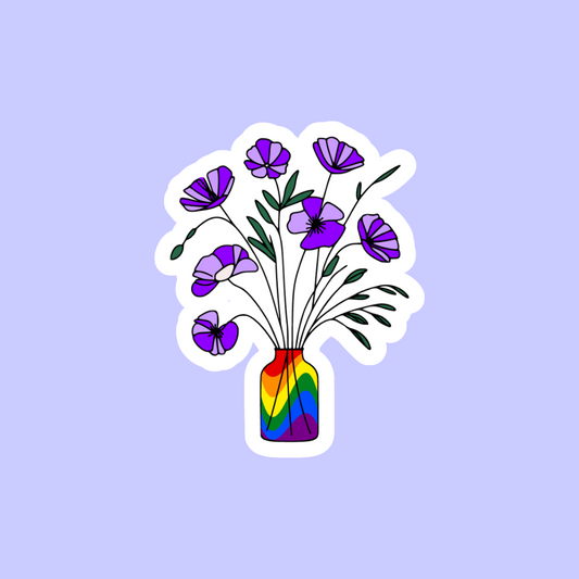 Pride Vase with Purple Flowers