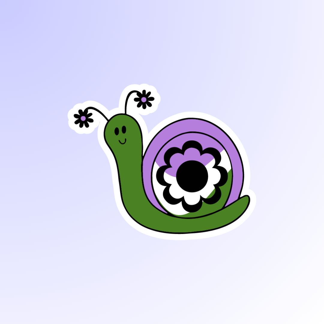 Genderqueer Groovy Snail Sticker!