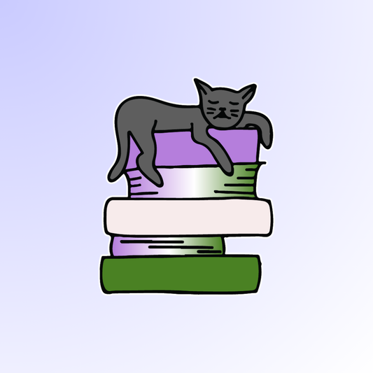 Genderqueer Purrfect for Book Lovers Sticker