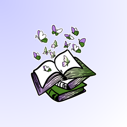 Genderqueer Books & Blooming Flowers Sticker