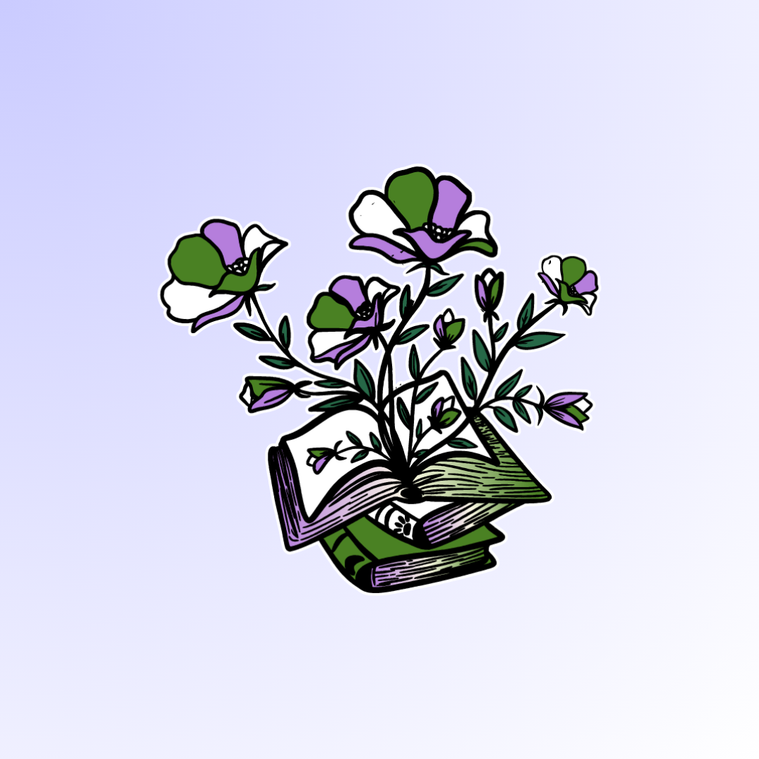 Genderqueer Books & Blooming Flowers Sticker