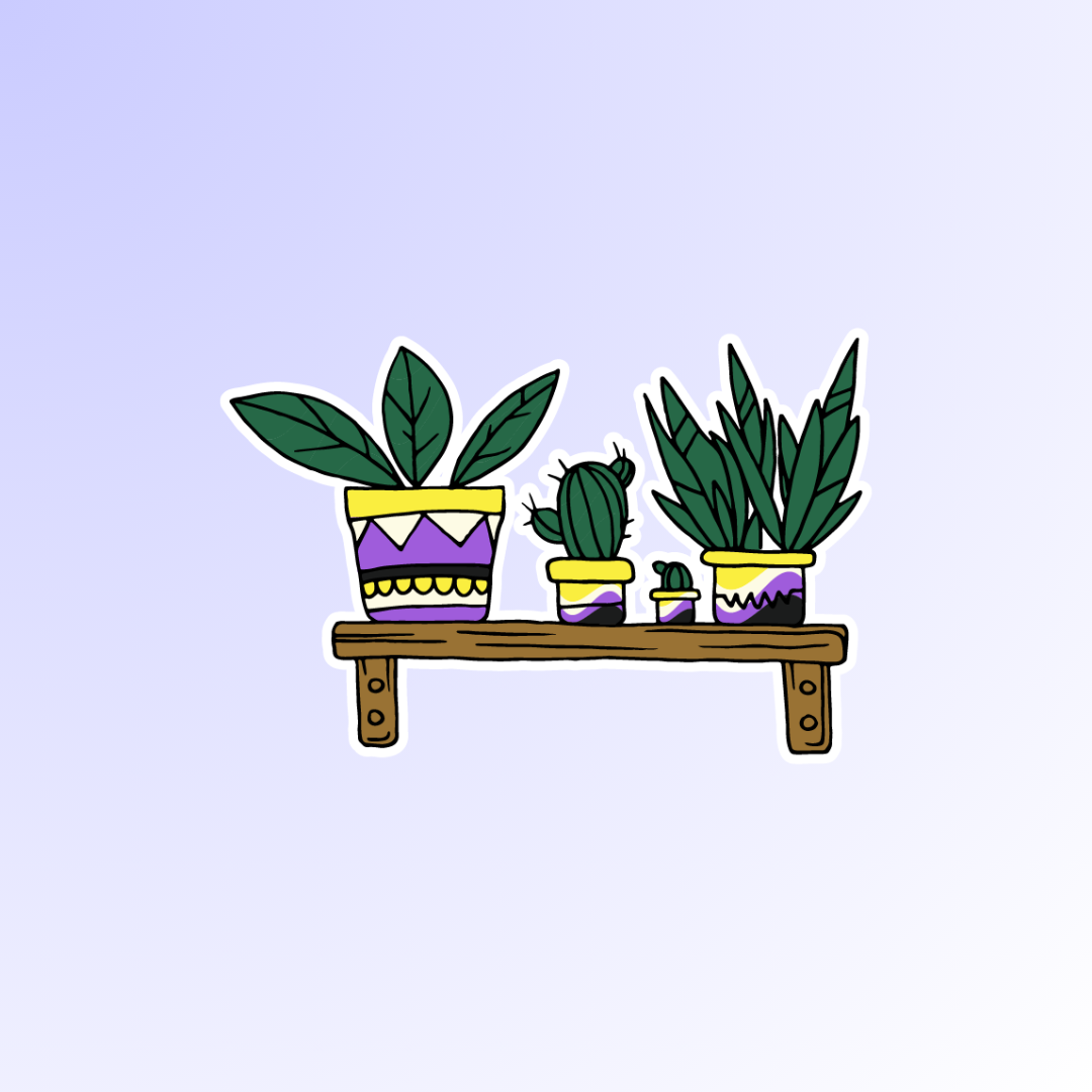 Nonbinary Boho Plants Sticker