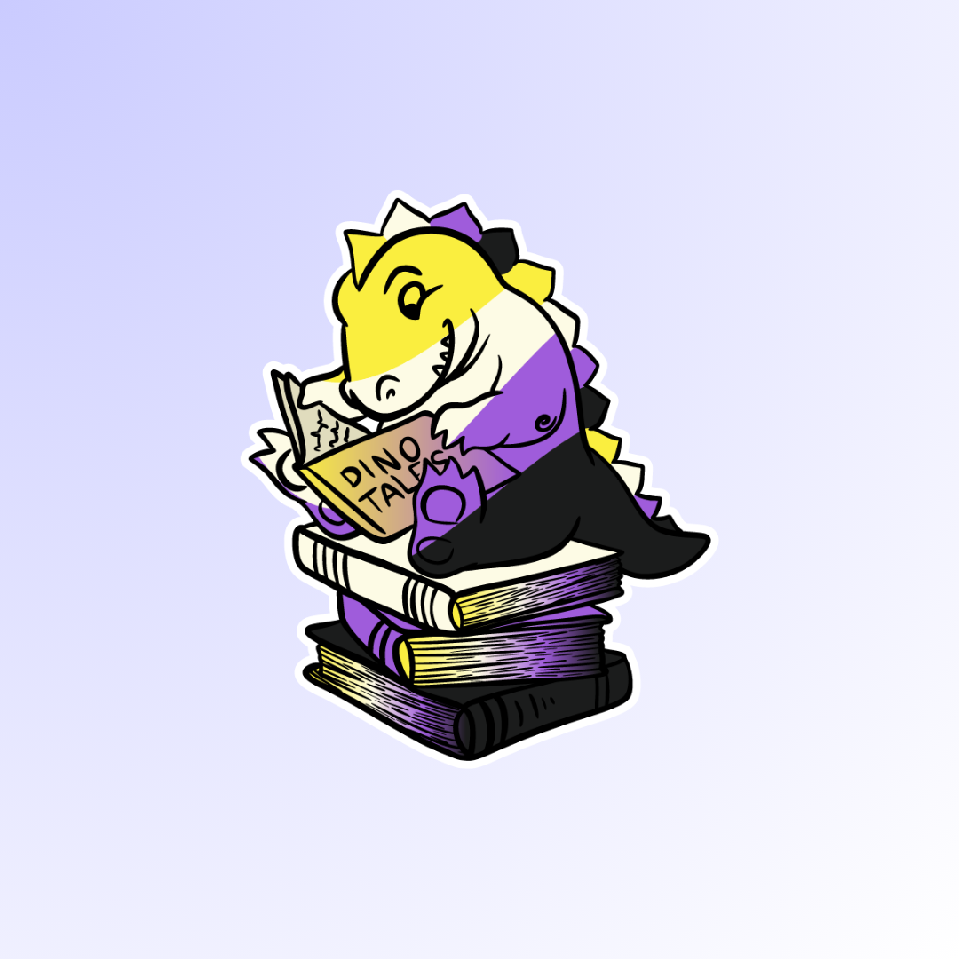 Dino Bookworm – Read and Roar with Nonbinary Pride!