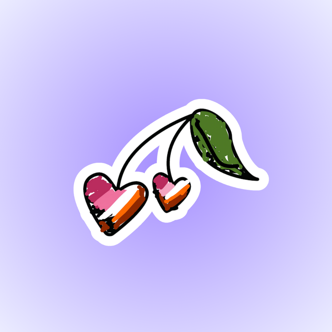 Lesbian Heart Shaped Cherries Sticker