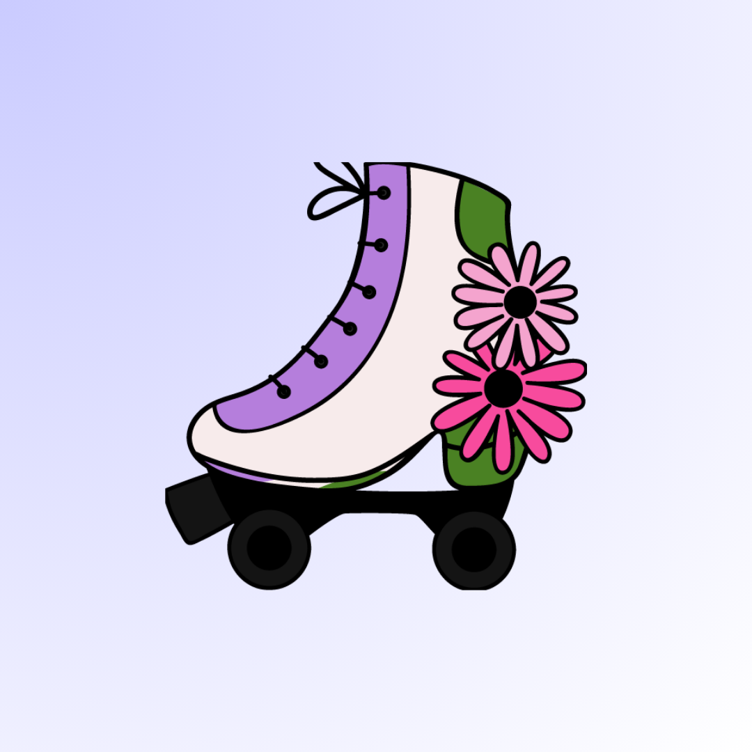 Genderqueer Retro Skates with Flower Power Sticker