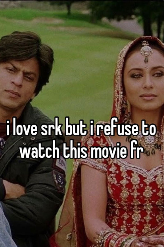 Hilarious bollywood themed funny sticker with humorous text and hindi puns featuring SRK and Rani mukherjee 