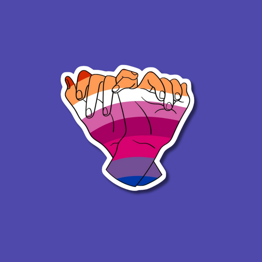 Vibrant sapphic sticker promoting inclusivity and acceptance for LGBTQ+ community: rainbow romance 