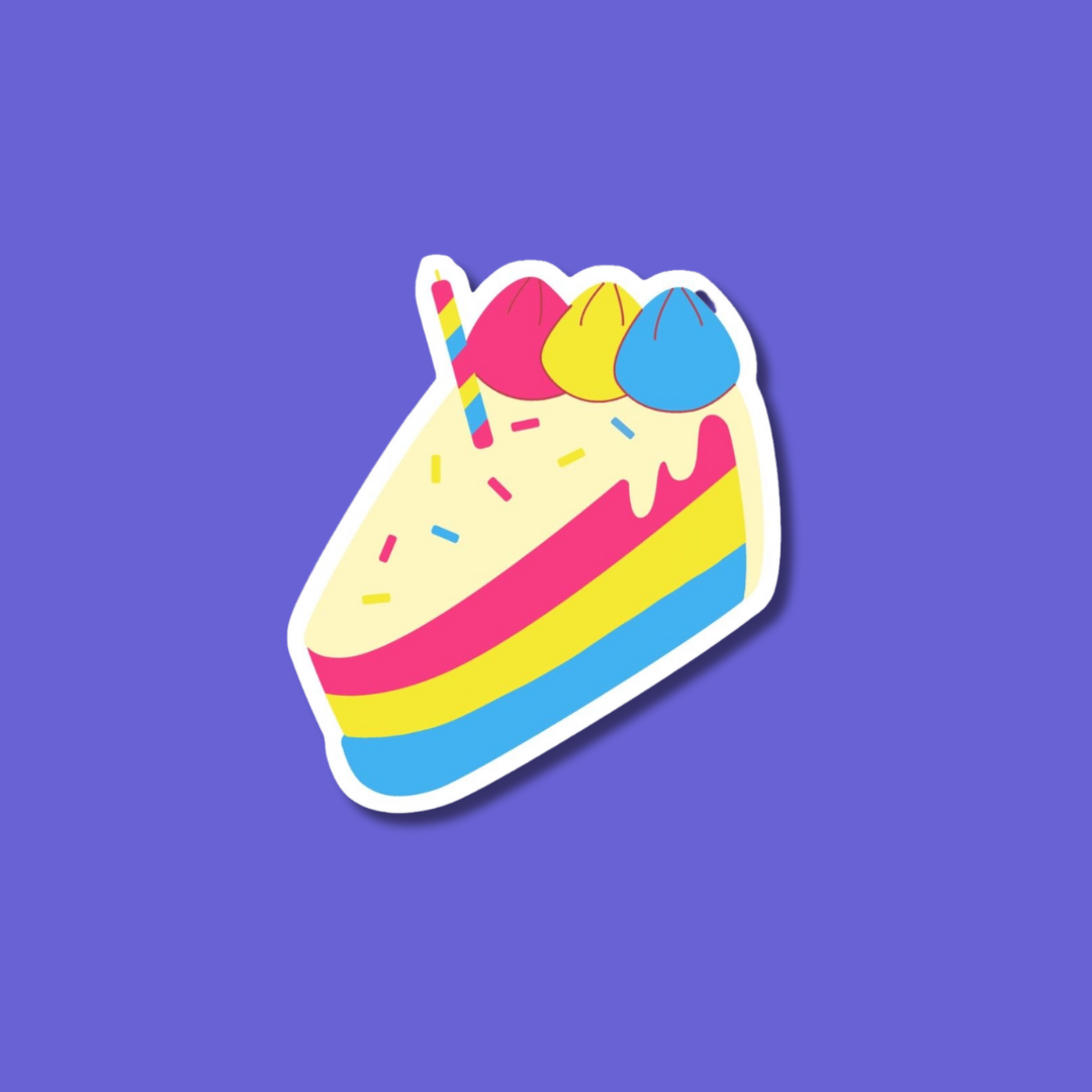 Pansexual pride sticker with a design incorporating the pansexual flag colours, promoting inclusivity and celebration of pansexuality: love filled layers 