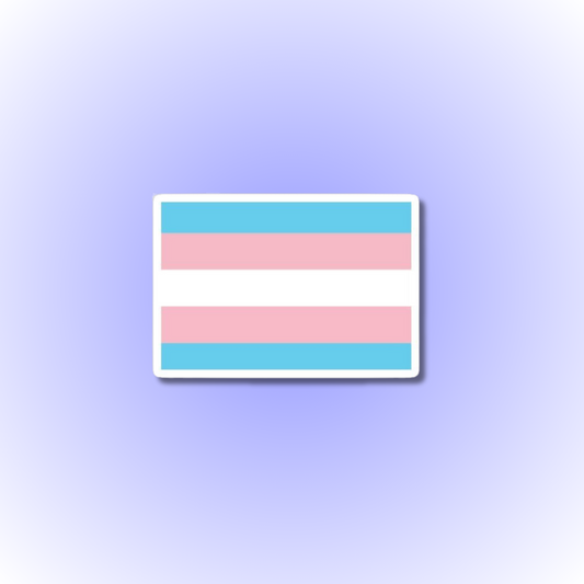 A vibrant transgender pride sticker featuring the colours of the transgender pride flag- light blue, light link and white, with a design symbolising inclusivity and empowerment- colours of pride 